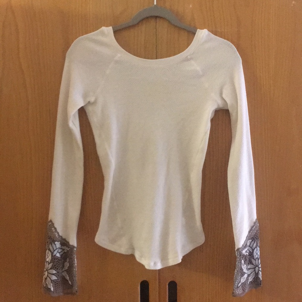 Free people long sleeve lace white s